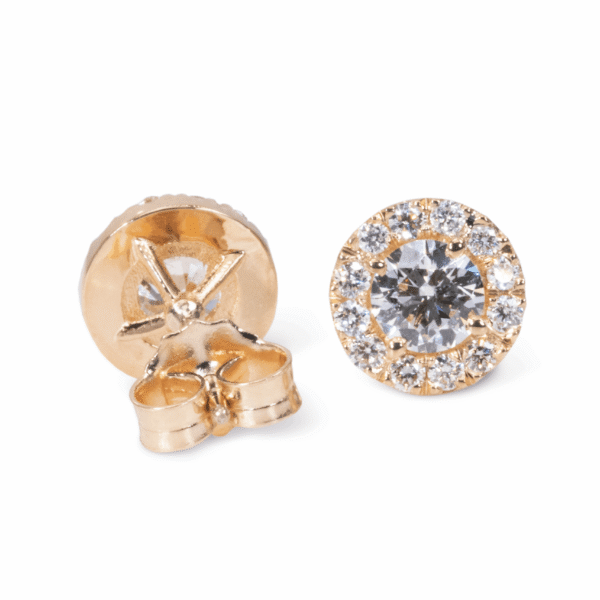 עגילי פאווה צמודים זהב צהוב