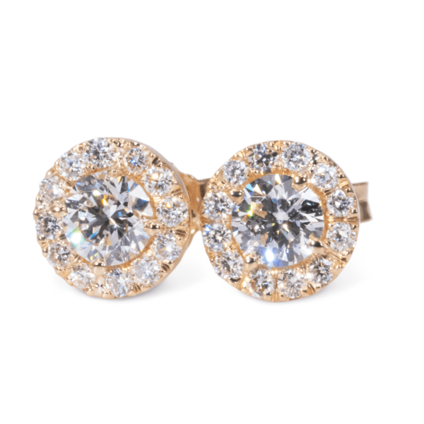 עגילי פאווה צמודים עגולים הילות זהב צהוב