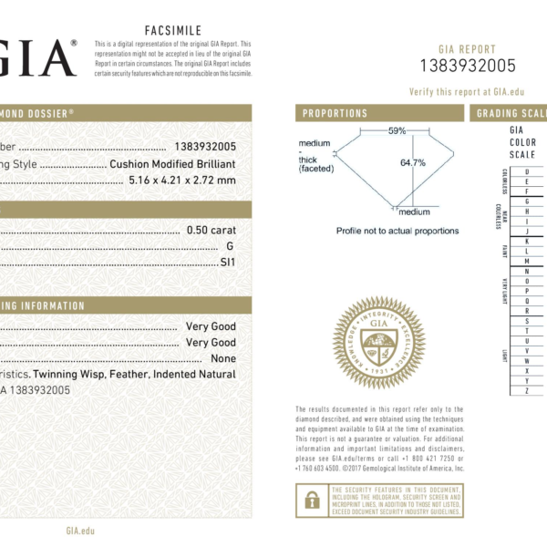 יהלום קושן במשקל חצי קראט