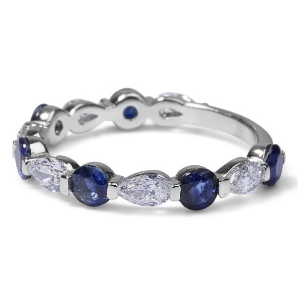 טבעת יהלומים בשילוב ספיר