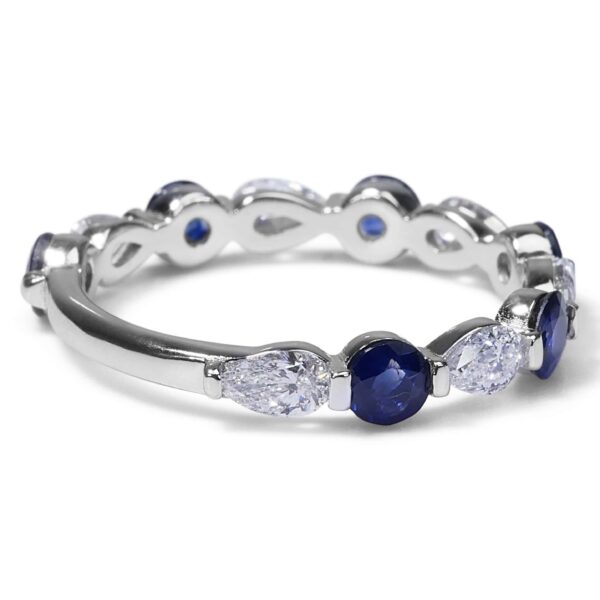 טבעת יהלומים בשילוב ספיר