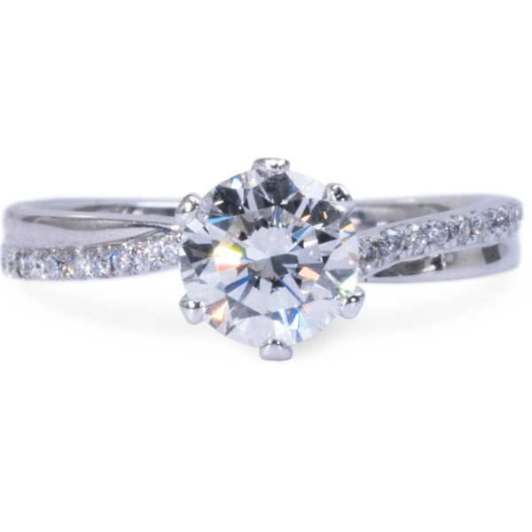 טבעת אירוסין מזהב לבן טוויסט שתי שורות