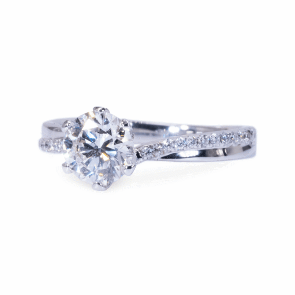 טבעת אירוסין מזהב לבן טוויסט שתי שורות