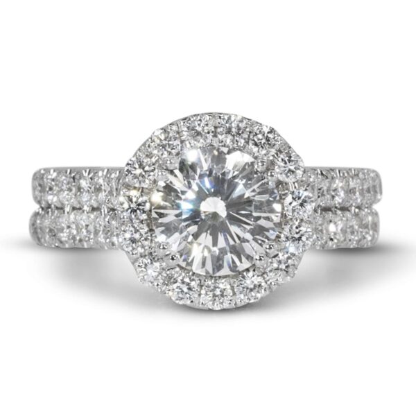 טבעת יהלום 3 קראט מעוצבת הילה מזהב לבן