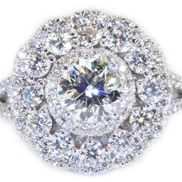 טבעת אירוסין וינטג זהב לבן פרח