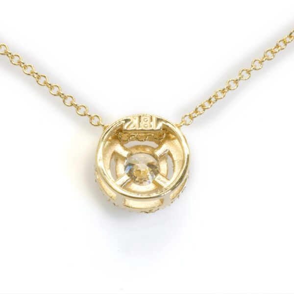 תליון יהלומים עגול מזהב צהוב