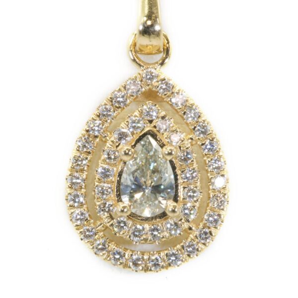 תליון יהלום טיפה עם הילה כפולה