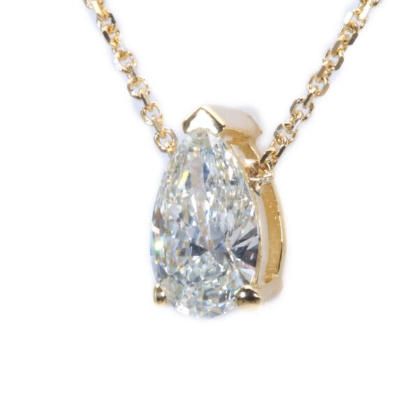 תליון טיפה יהלום סוליטר מזהב צהוב