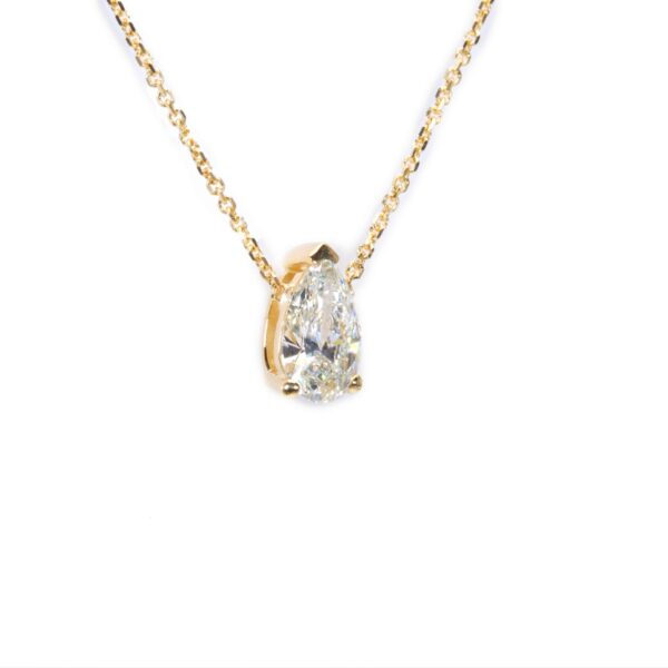תליון טיפה יהלום סוליטר מזהב צהוב