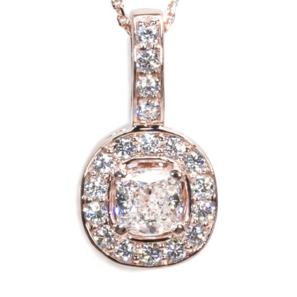 תליון יהלומים קושן רוז גולד