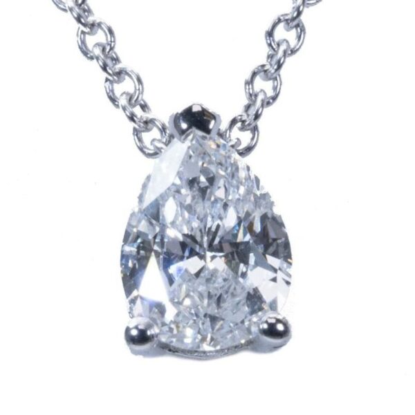 תליון טיפה יהלום סוליטר מזהב לבן