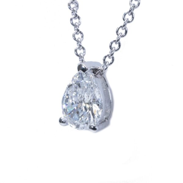 תליון טיפה יהלום סוליטר מזהב לבן
