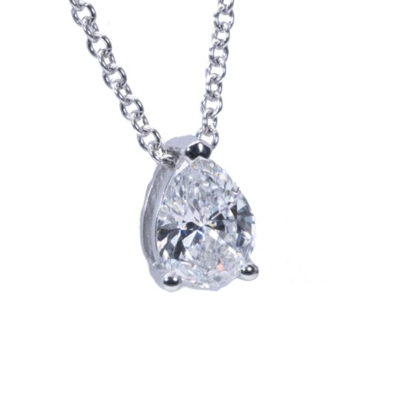 תליון טיפה יהלום סוליטר מזהב לבן