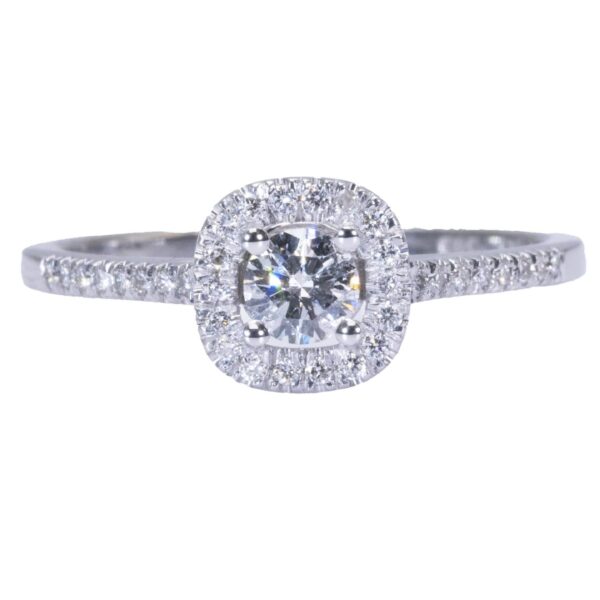 טבעת אירוסין מזהב לבן הילה קטנה