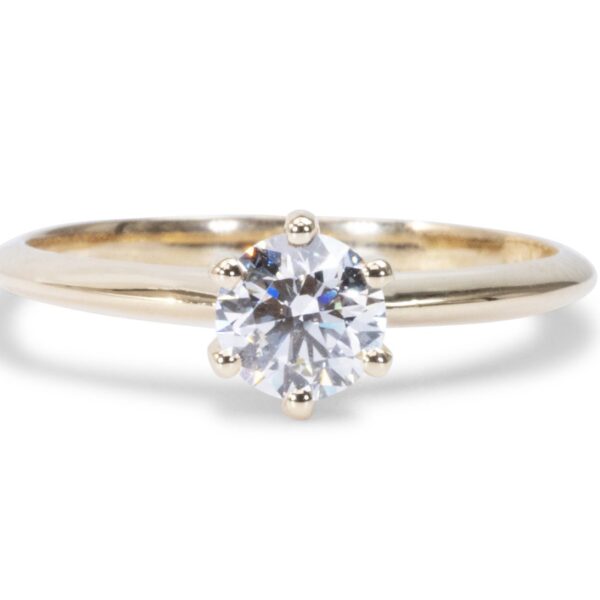 טבעת טיפאני משובצת ביהלום טבעי 0.5 קראט זהב צהוב