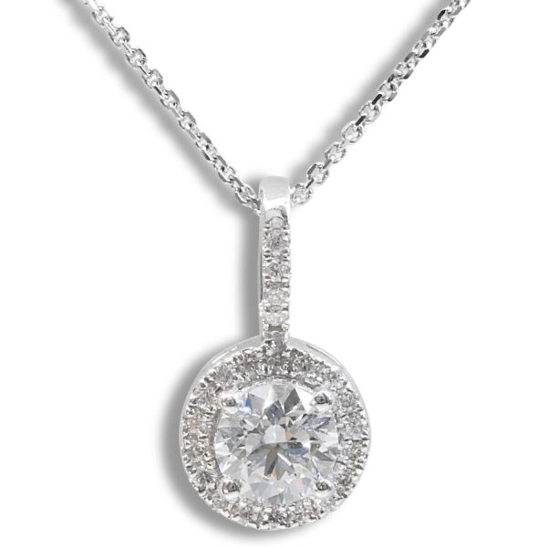 תליון פרח יהלומים זהב לבן יהלומים עגולים