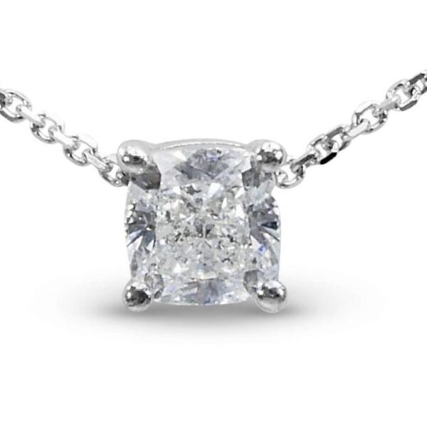 תליון יהלום סוליטר מזהב לבן