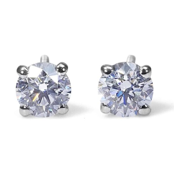 עגילי יהלום צמודים 1.40 קראט זהב לבן