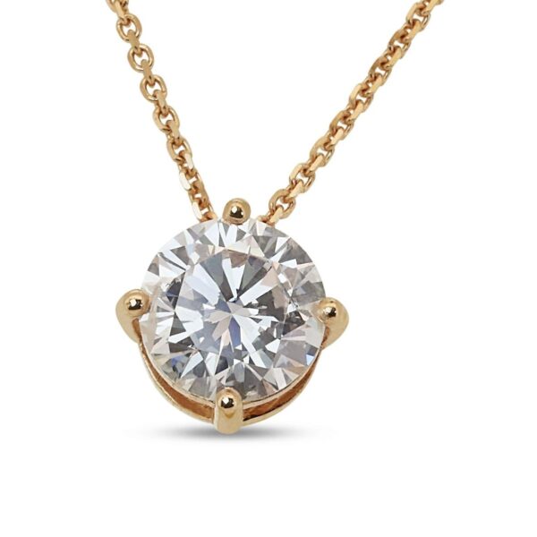 שרשרת יהלום בודד זהב צהוב