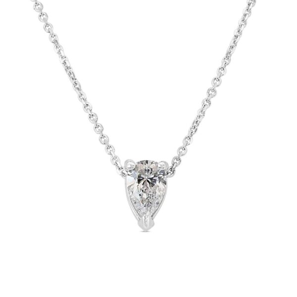 תליון טיפה יהלום בשרשרת מזהב לבן