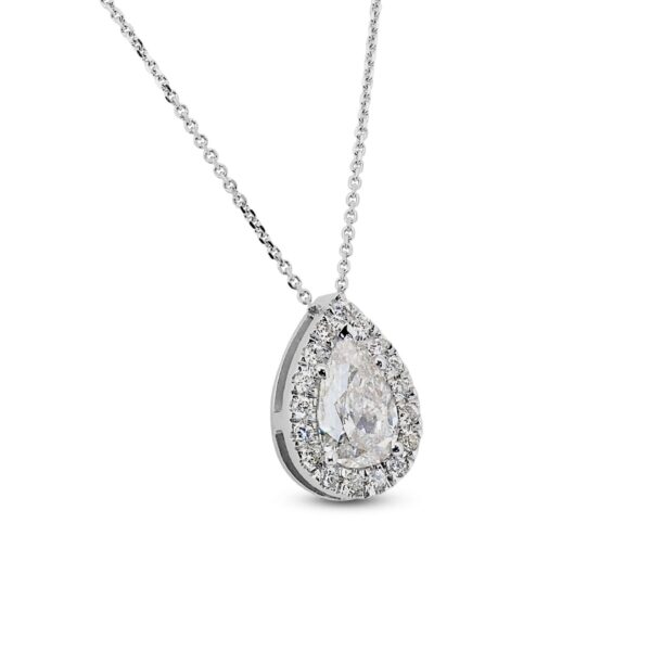 תליון יהלומים טיפה מזהב לבן