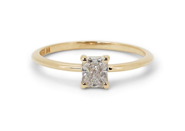 טבעת אירוסין מזהב משובצת יהלום רדיאנט זהב צהוב