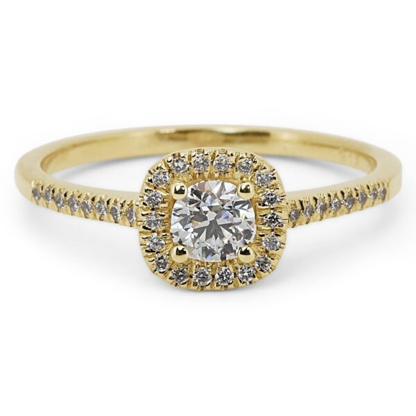 טבעת אירוסין הילה מרובעת יהלום עגול