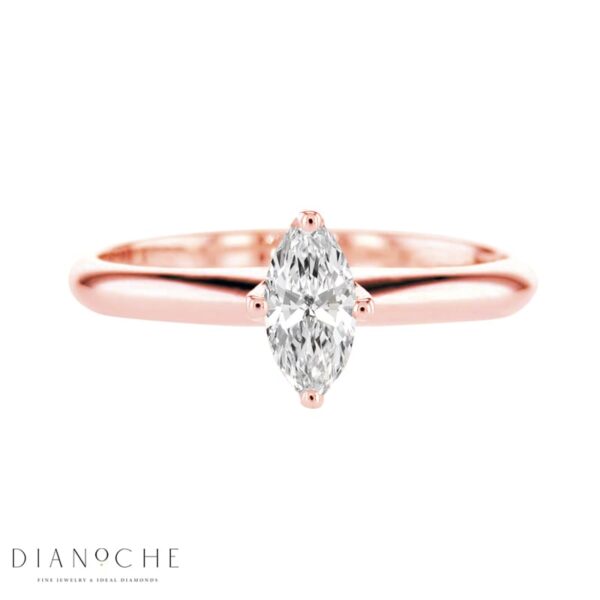 טבעת סוליטר אירוסין מזהב לבן משובצת יהלום מרקיזה