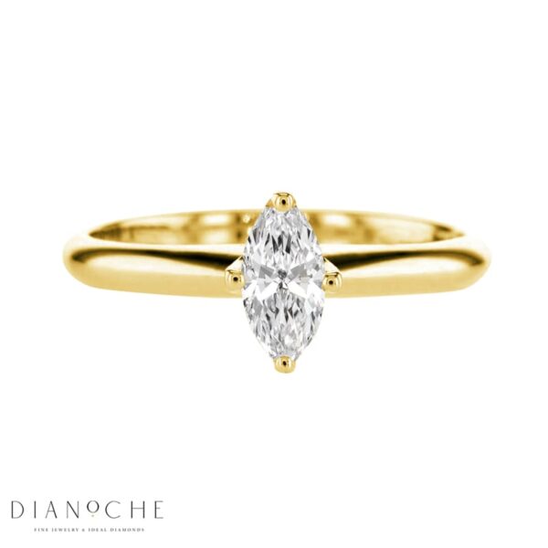 טבעת סוליטר אירוסין מזהב לבן משובצת יהלום מרקיזה