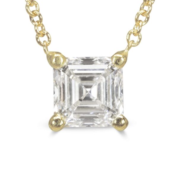 תליון יהלום בליטוש אשר סוליטר זהב צהוב