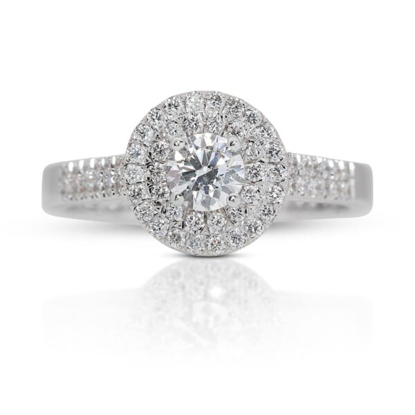 טבעת אירוסין שתי שורות זהב לבן