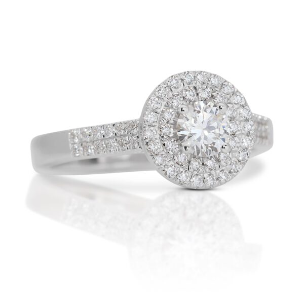 טבעת אירוסין שתי שורות זהב לבן