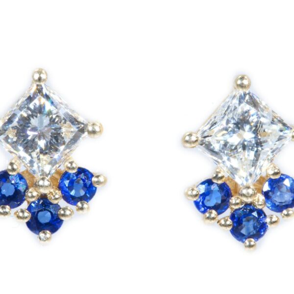 עגילי פרינסס ספיר ויהלומים