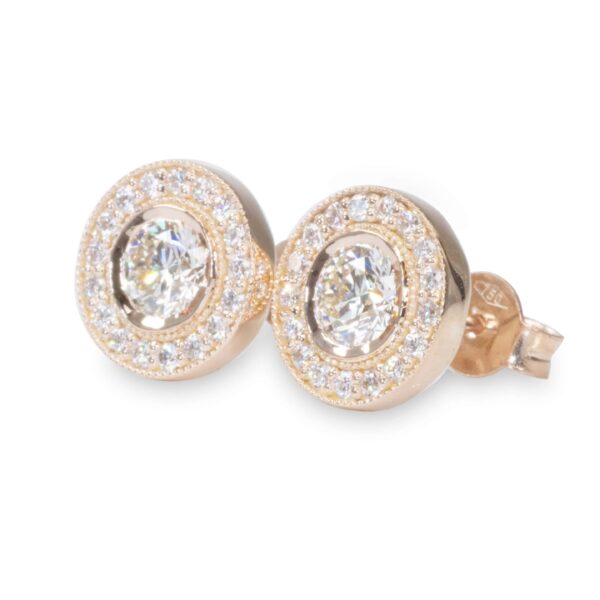 עגילי יהלומים פרח