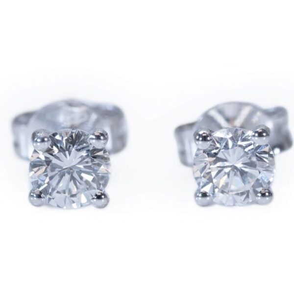 עגילי סוליטר יהלומים קטנים זהב לבן