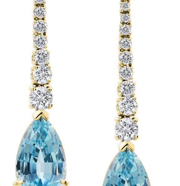 עגילי בלו טופז זהב