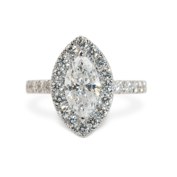 טבעת אירוסין מזהב לבן הילה עדינה