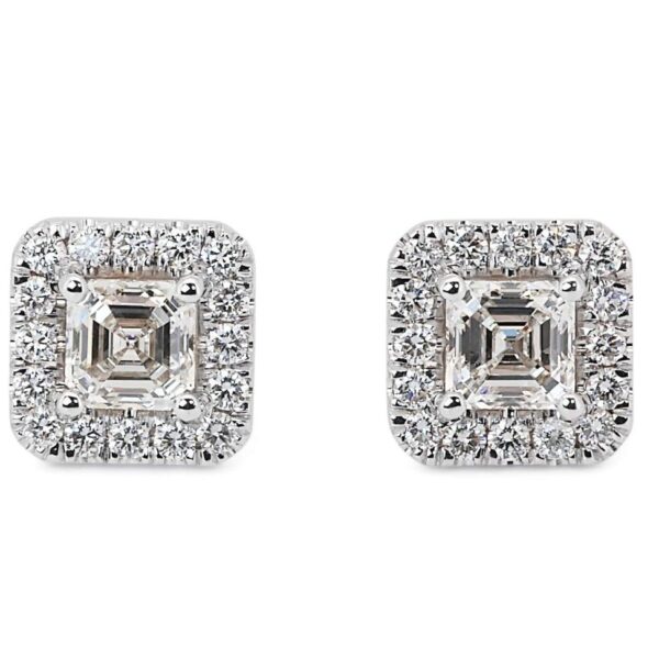 עגילי אשר צמודים פאווה זהב לבן