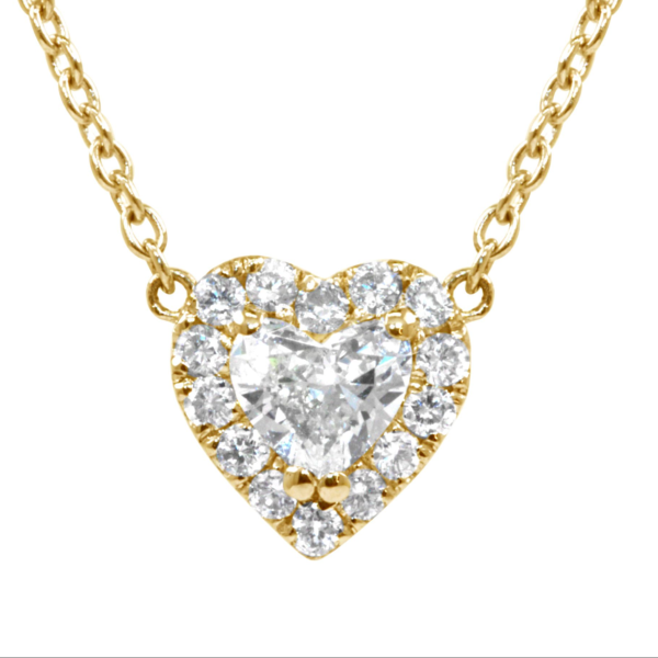 תליון יהלום לב זהב צהוב