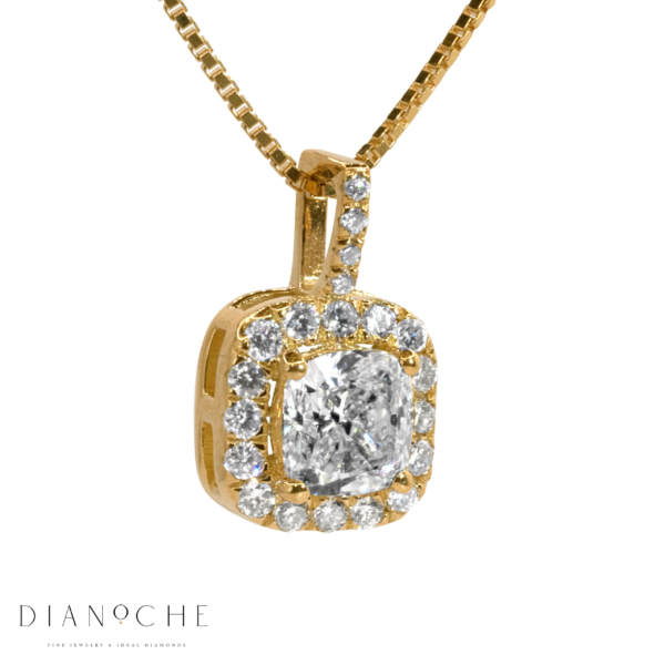 תליון יהלום קושן זהב צהוב