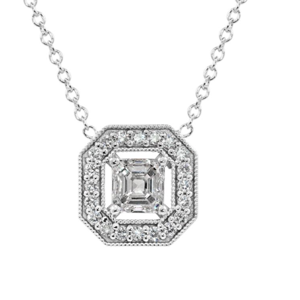 תליון יהלומים שרשרת זהב לבן אשר קאט