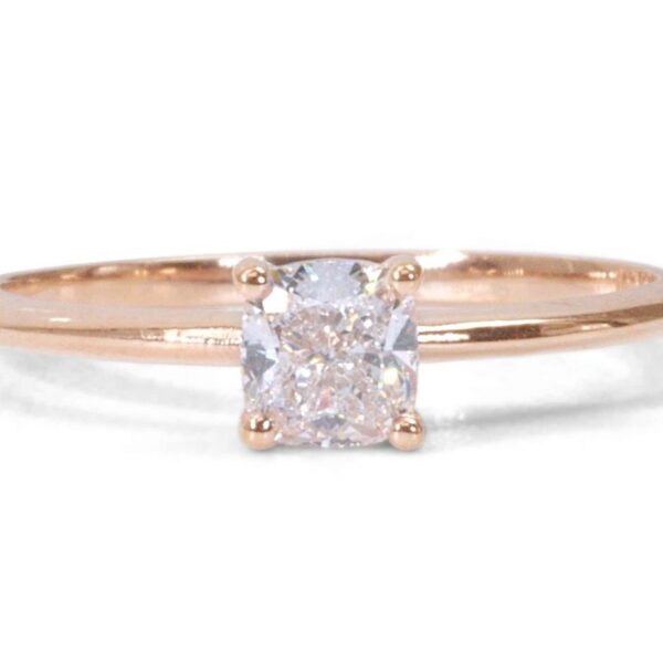 טבעת אירוסין משובצת אבן אחת סוליטר זהב אדום