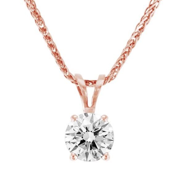 תליון יהלום בודד זהב אדום