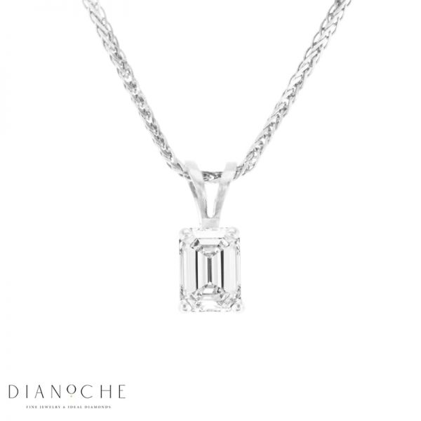 תליון יהלום אמרלד זהב לבן סוליטר