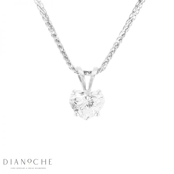 תליון יהלום לב סוליטר מזהב לבן