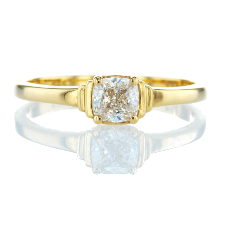 טבעת אירוסין יהלום קושן GIA זהב צהוב