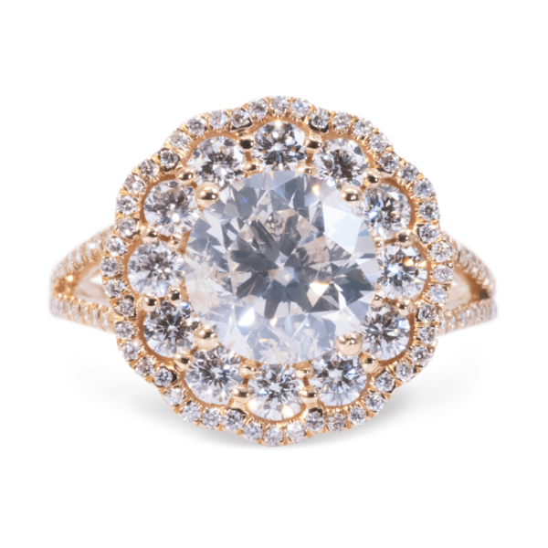 טבעת אירוסן וינטאג' יהלום עגול במשקל של 2 קראט כולל תעודת GIA