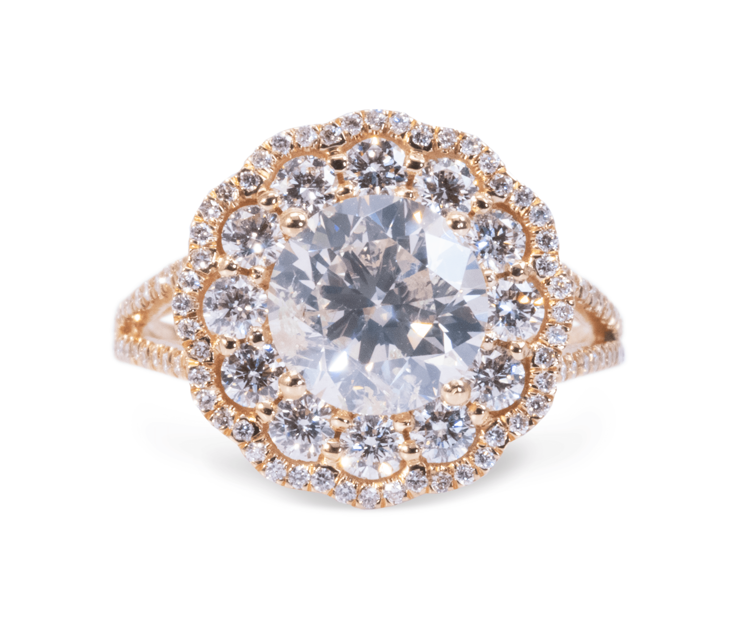 טבעת אירוסן וינטאג' יהלום עגול במשקל של 2 קראט כולל תעודת GIA