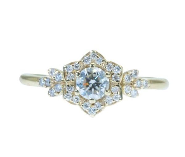 טבעת אירוסין מתוקה בסגנון וינטג מזהב צהוב