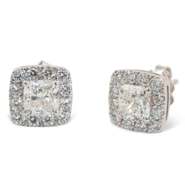 עגילי קושן פאווה זהב לבן צמודים